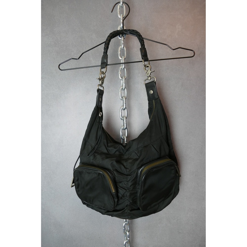 LAMB Gwen Stefani Black Nylon Hobo‎ Bag with Braided Handle